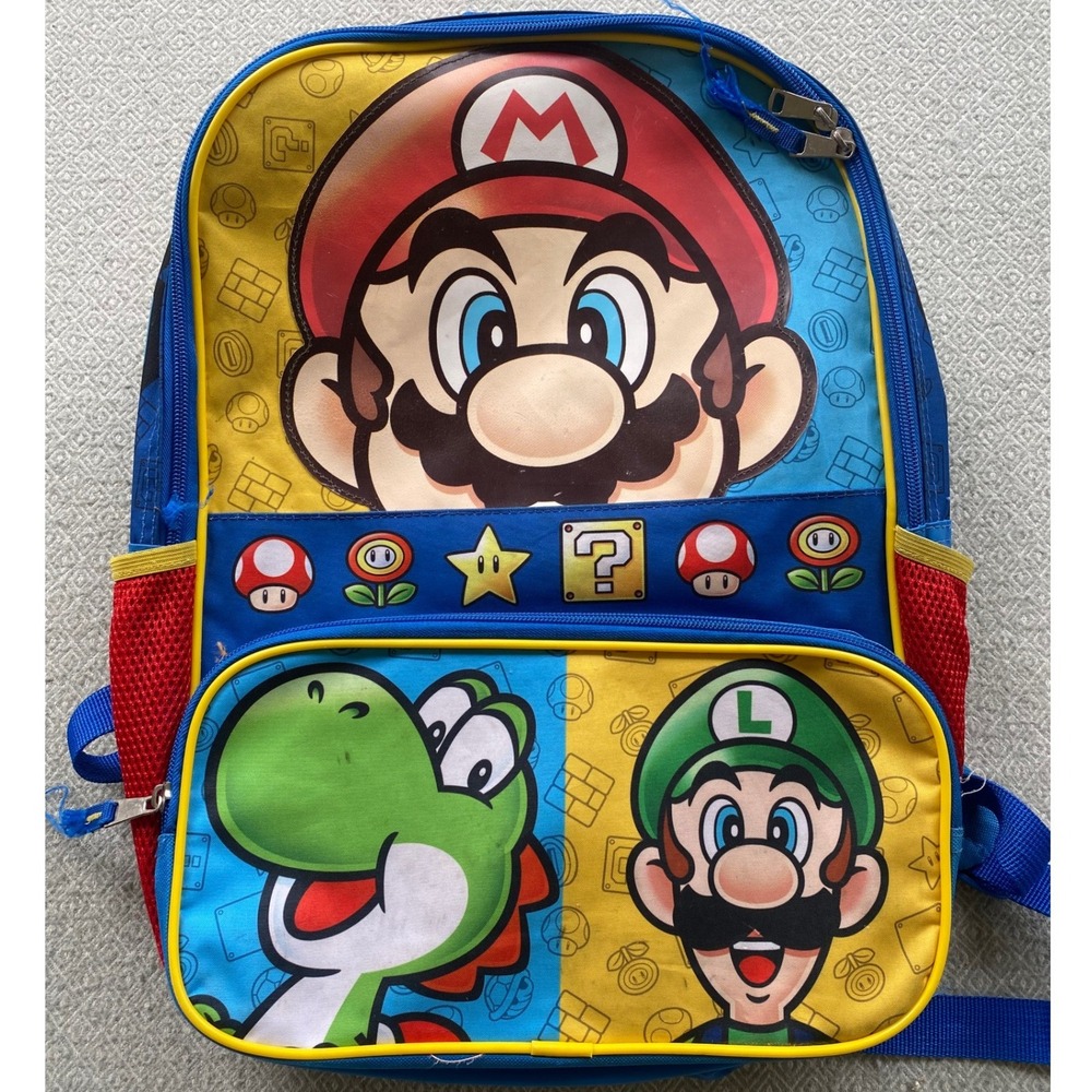 Nintendo Backpack Boys OS Blue Super Mario Luigi Yoshi School Bag Graphic Print